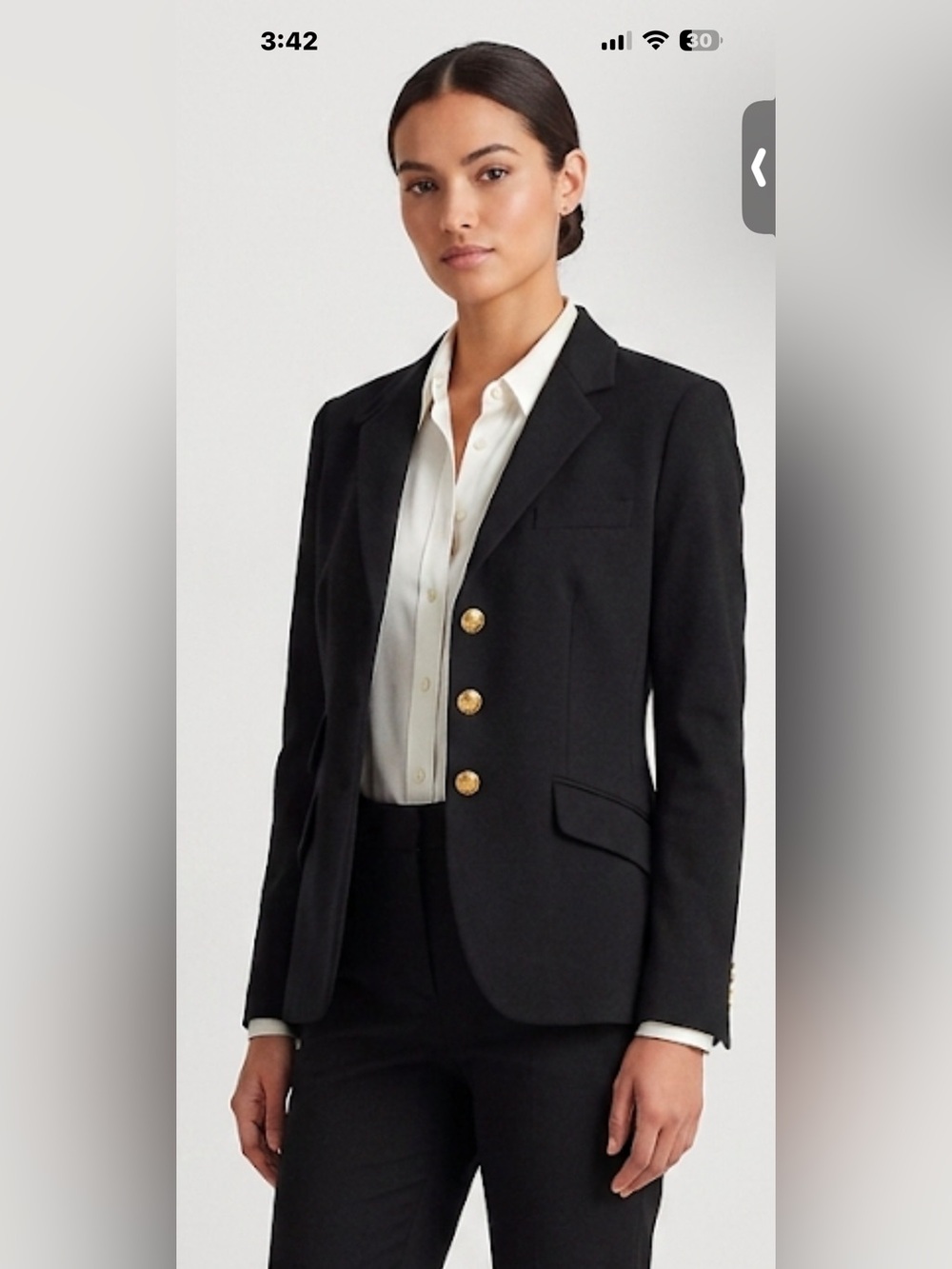 Lauren Ralph Lauren Black Tailored Blazer with Gold Buttons   NWOT